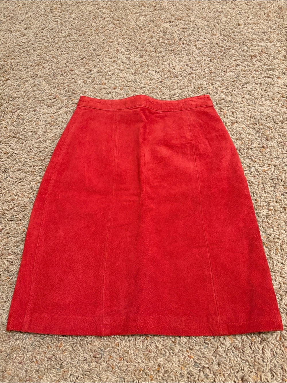 Women's Red Suede A-Line Skirt